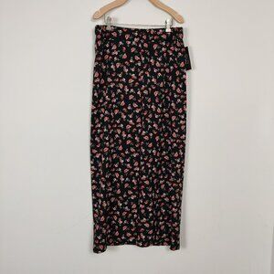 Ashley Blue NEW Women's Pants Size PL Petite Black Floral Boho Bohemian Stylish